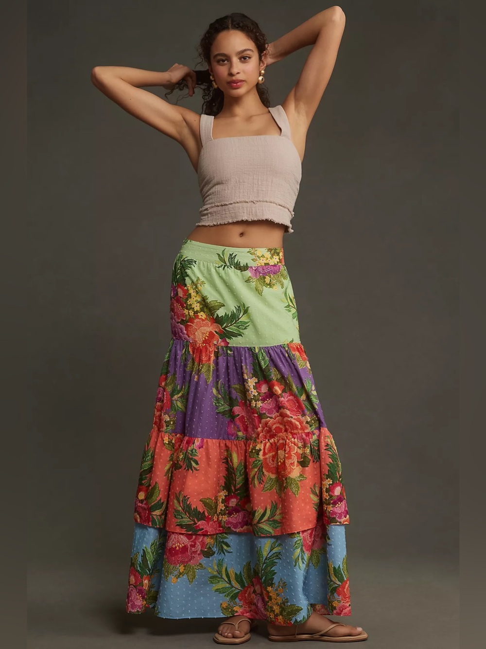 Farm Rio x Anthropologie Tiered Floral Maxi Skirt size Medium 57129 - Picture 13 of 13